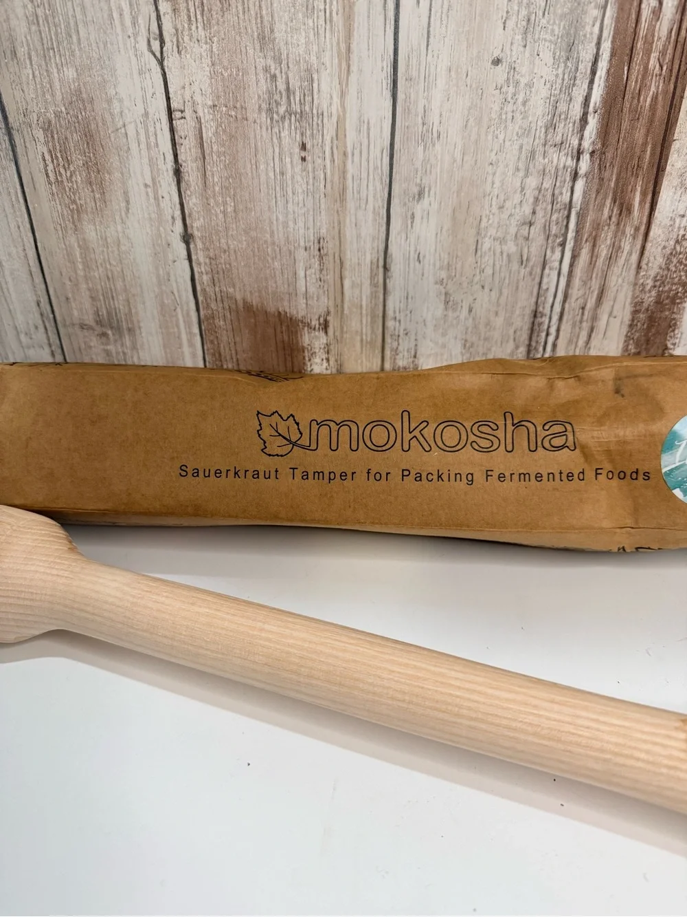 14 Inch Sauerkraut Tamper for Packing Fermented Foods - Natural Wood